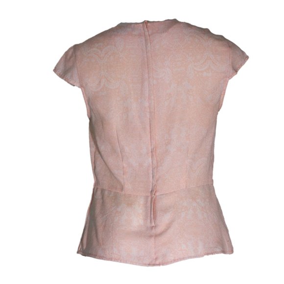 H&M Pink & White Short Sleeve Patterned Peplum Blouse sz 8 - Picture 3 of 5